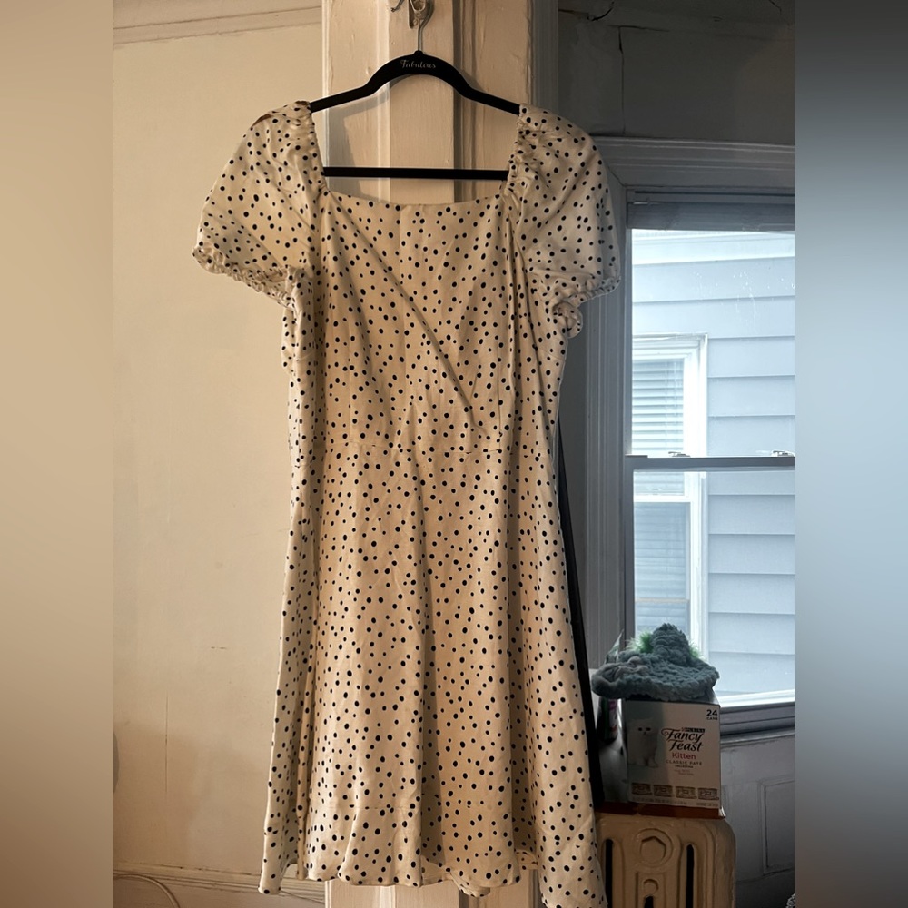 LOFT White & Black Polka Dot Dress